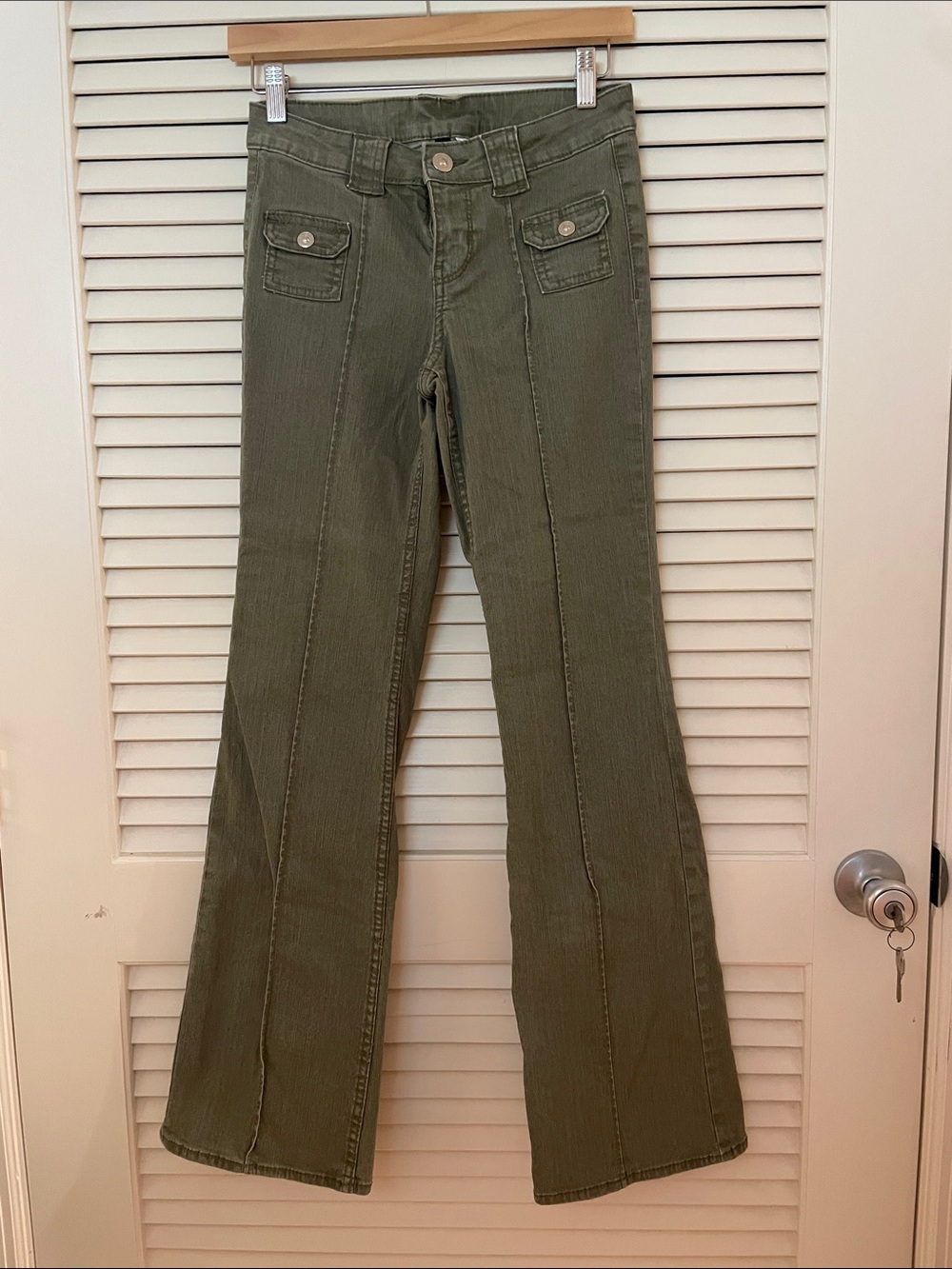 Divided Olive Green Flared Pants